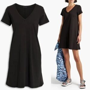 ATM Anthony Thomas Melillo Black CottonT-Shirt V-Neck Dress Size XS Minimalist